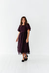 Mia Embroidered Smocked Dress in Plum