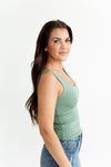 Ray Basic Tank Top in Pine