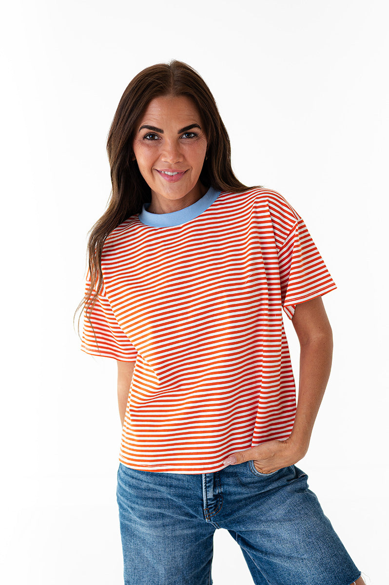 トップス ka17 Kai Striped Top in Orange – Livy&Kate Clothing