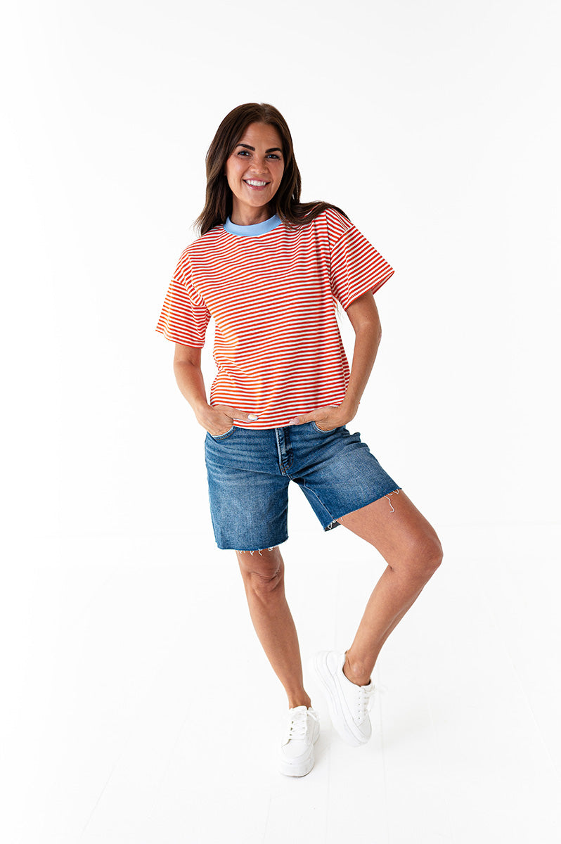 トップス ka17 Kai Striped Top in Orange – Livy&Kate Clothing