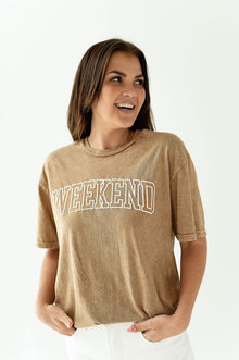  "Weekend" Graphic Tee Shirt in Mocha