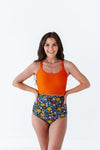 Bali Floral High Waisted Ruched Bottoms