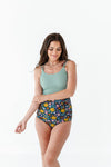 Bali Floral High Waisted Ruched Bottoms