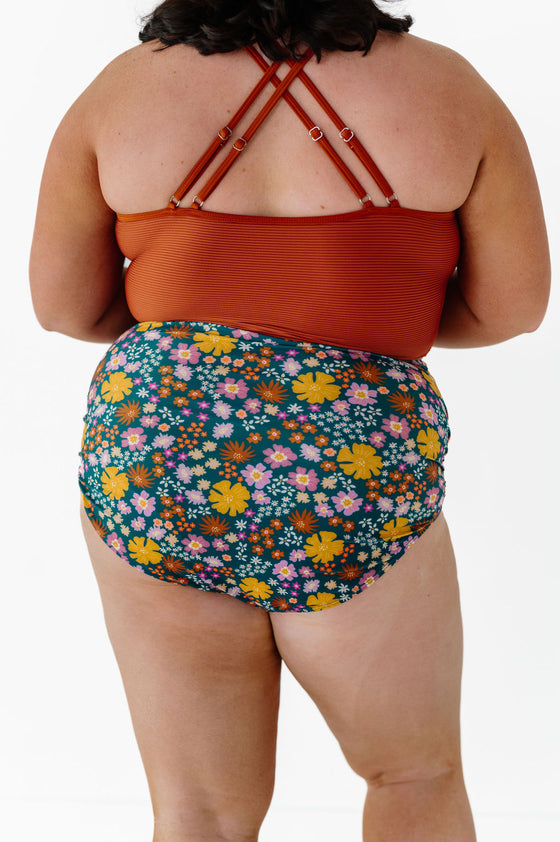 Bali Floral High Waisted Ruched Bottoms