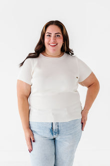  Penny Ribbed Top in Ivory