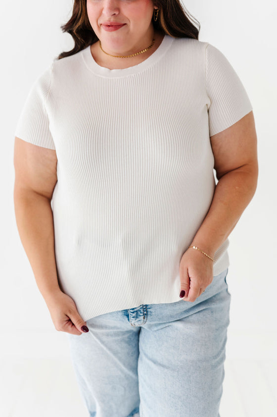 Penny Ribbed Top in Ivory