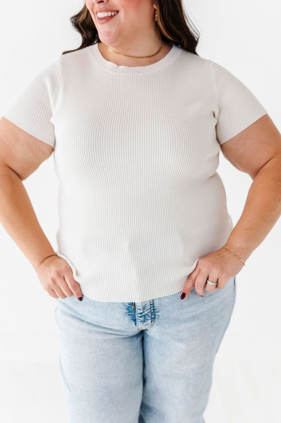 Penny Ribbed Top in Ivory