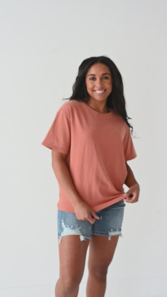 Dakota Crewneck Tee in Baked Clay