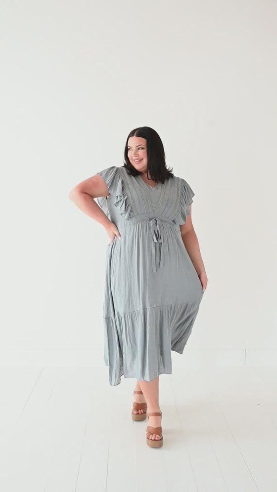 Tillie Midi Dress in Dusty Blue