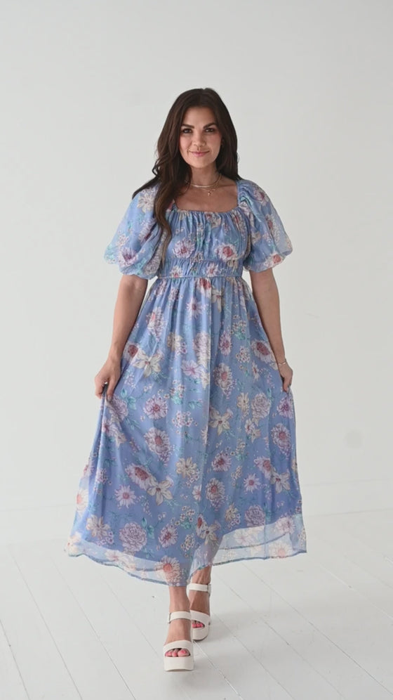 Greer Organza Dress in Blue