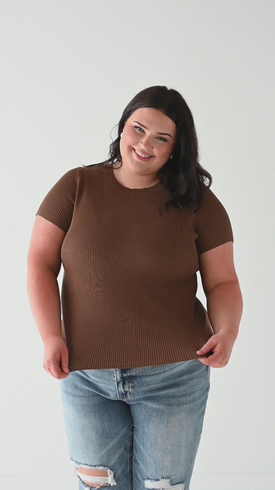 Penny Ribbed Top in Chocolate