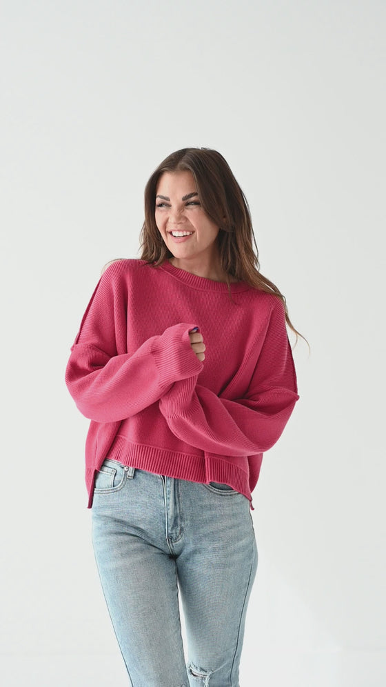 Madeline Knit Sweater in Fuschia