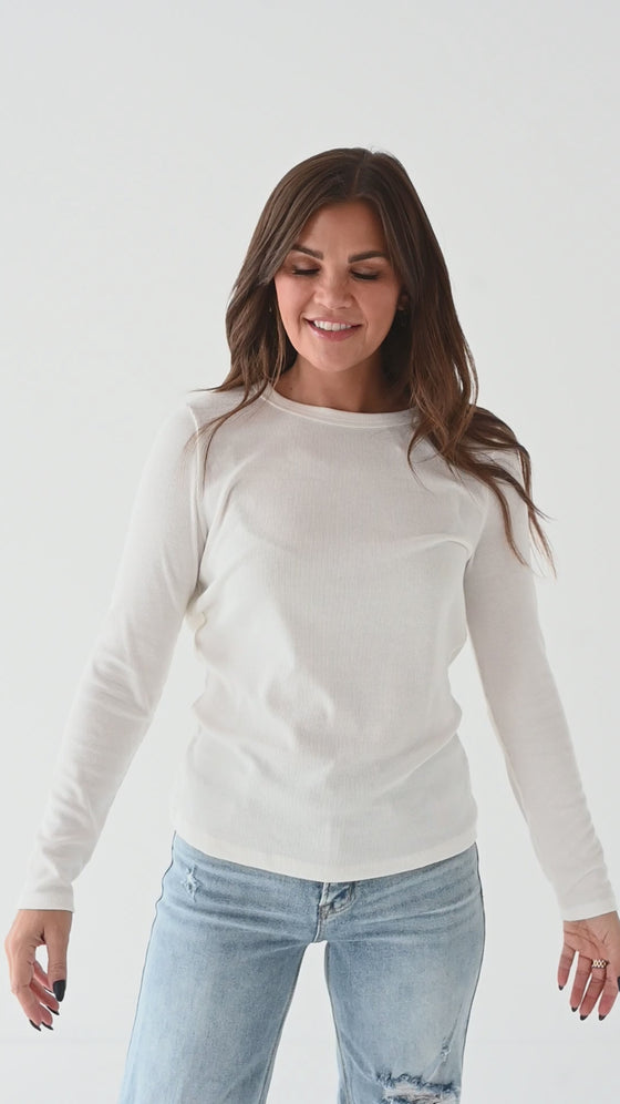 Kori Basic Ribbed Top in Ivory