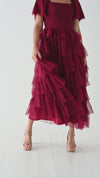 Eloise Tiered Ruffle Dress in Wine