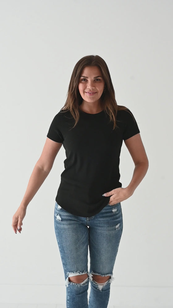 Ada Ribbed Top in Black