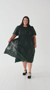 Mia Embroidered Smocked Dress in Emerald