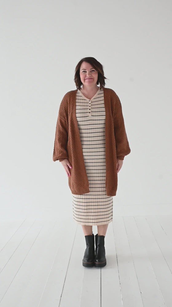 Willow Stripe Sweater Dress in Oatmeal