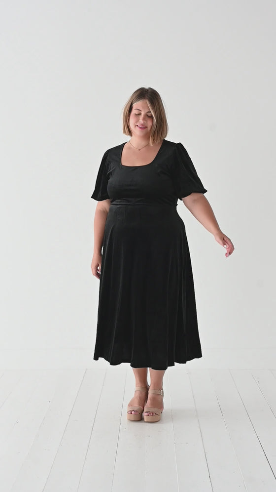 Gloria Velvet Dress in Black