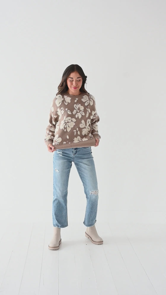 Tansy Floral Distressed Sweater