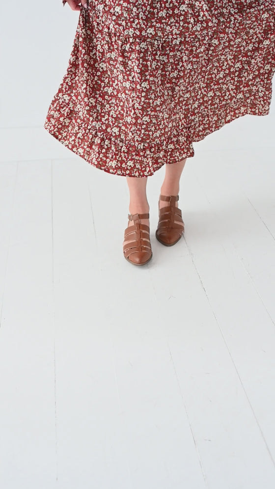 Billie Floral Dress in Rust