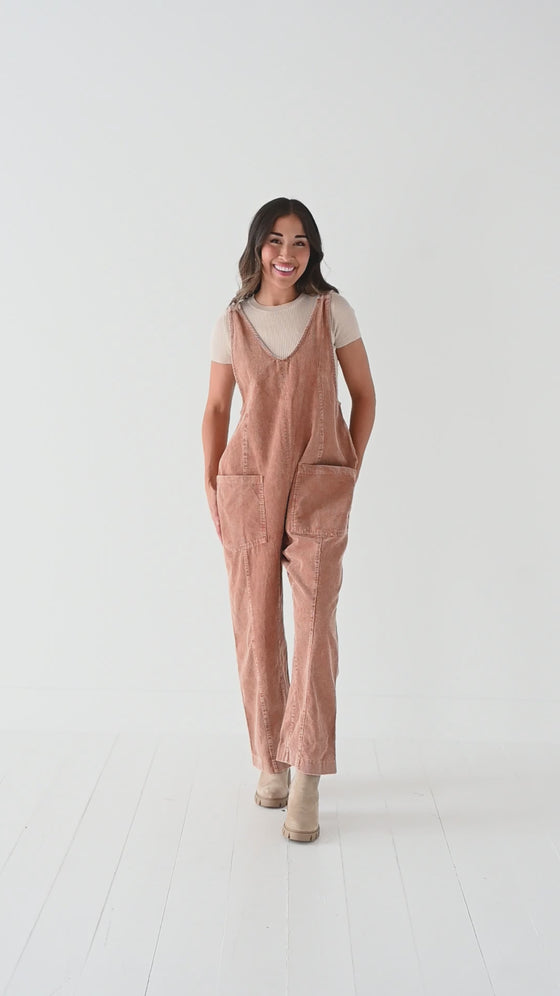 Kit Corduroy Overalls in Baked Clay