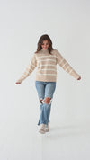 Ashton Striped Sweater in Taupe