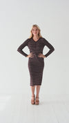 Willow Stripe Sweater Dress in Cacao