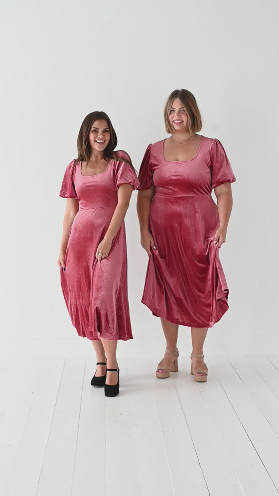 Gloria Velvet Dress in Marsala