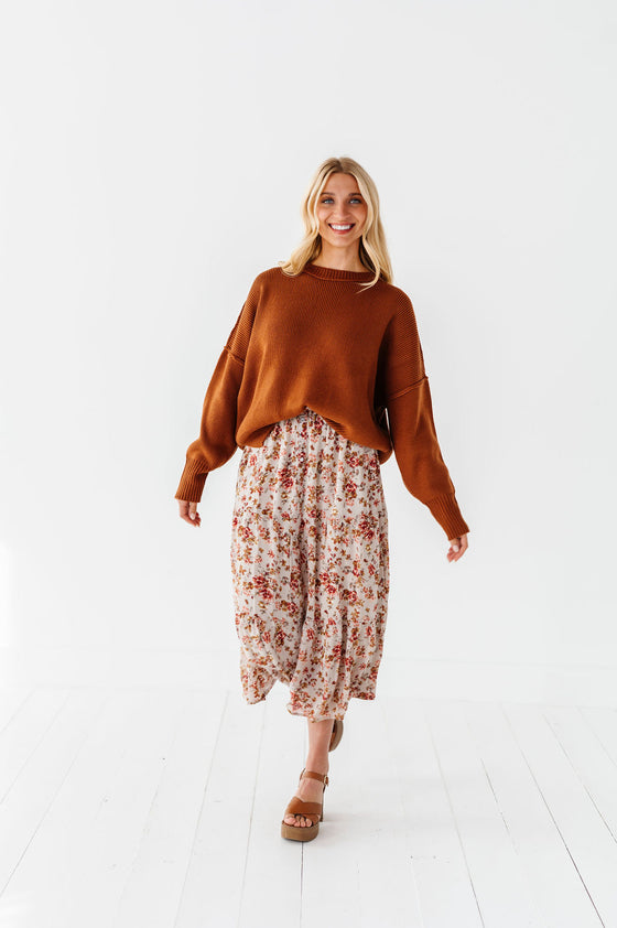 Teddi Drop Shoulder Sweater in Chocolate