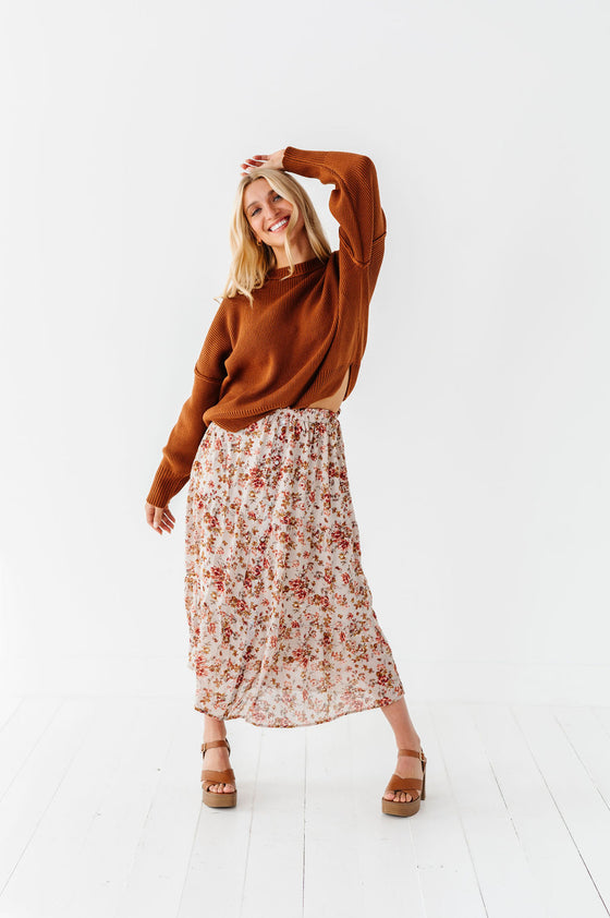 Teddi Drop Shoulder Sweater in Chocolate