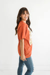Vintage Floral Graphic Tee in Rust - Size Small Left