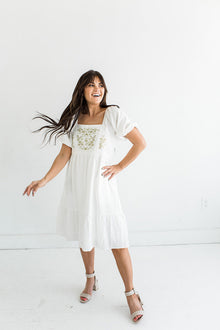  Jessica Embroidered Dress in Ivory - Size Large Left