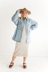 Willow Stripe Sweater Dress in Oatmeal - Size XL & 3X Left