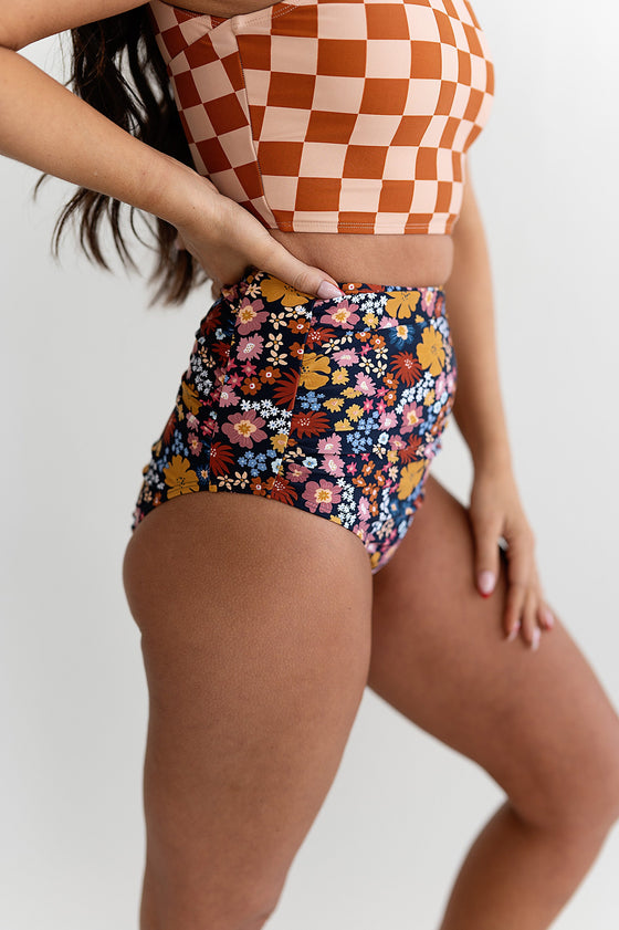 Bali Floral High Rise Ruched Bottoms - L&K Exclusive