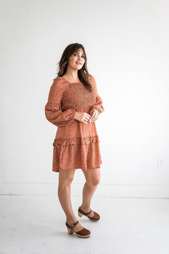 Loren Ditsy Floral Dress in Rust — Size 2X Left