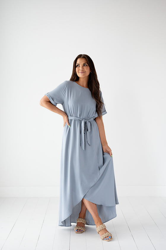 Cambria Dress in Dusty Blue - Size Small & Medium Left