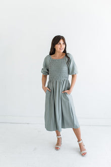  Letty Smocked Dress in Sage - Size 3X Left
