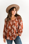 Jolene Floral Top in Cinnamon - Size Small Left
