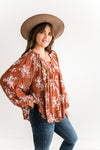 Jolene Floral Top in Cinnamon - Size Small Left