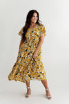 Alice Tiered Dress in Mustard - Size Medium Left