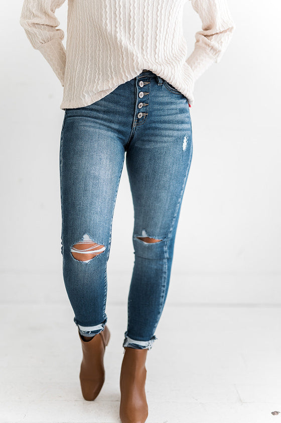 Ronnie Button Down Skinny Jeans - Kancan