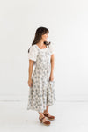 Macey Printed Overall Dress in Natural/Sage - Size Small Left