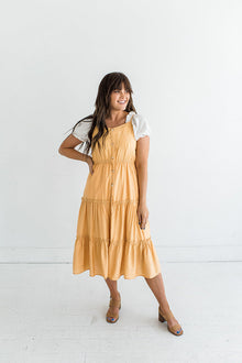  Destiny Button Dress in Mustard - Size Large Left