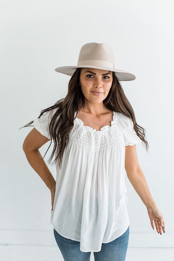 Trista Smocked Top in Off White - Size 3X Left