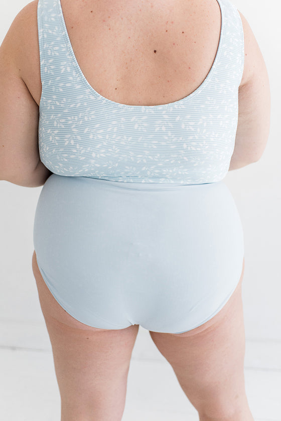 Water Lily High Waisted Reversible Bottoms in Blue