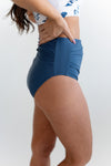 Basic Beach Ruched Bottoms in Navy - Size XS Left