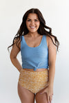 Tropical Tides Knot Top in Cornflower - Size XS, Small & Medium Left