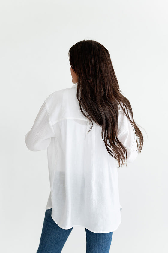 Reece Button Down Blouse in White