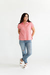 Laney Button Up Tee in Coral- Size Small & Large Left