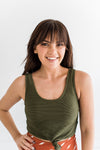 Tropical Tides Knot Top in Olive